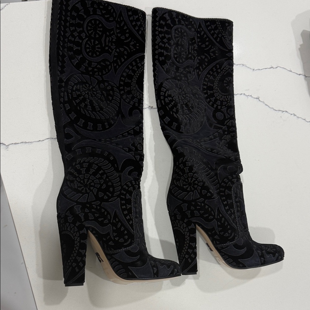 Paul Andrew Black Textured Heeled Boots